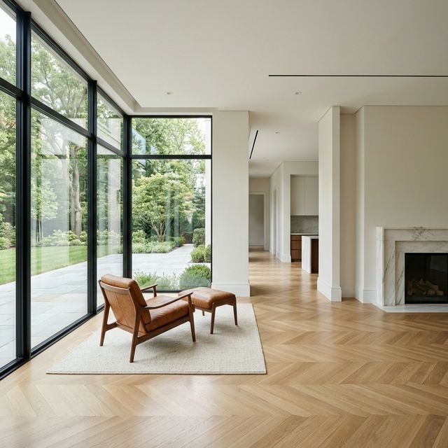 Flawlessly executed pristine white living room space completely devoid of construction dust visualizing total handover completion